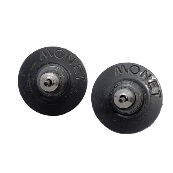 Vintage Monet Blue Rhinestone Bracelet and Earring 3 pc Set Silver Tone Signed - Picture 5 of 8